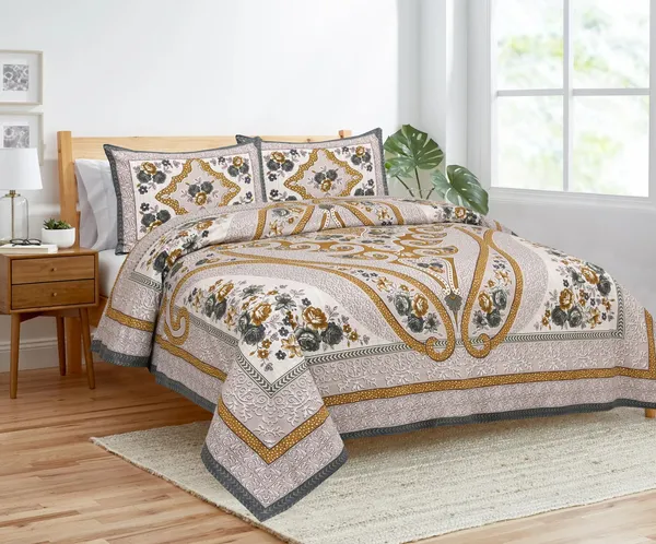 Brown_Cotton_Royal_Elegance_Double_Bedsheet_With_Pillow_Cover_100_X_108_Cm